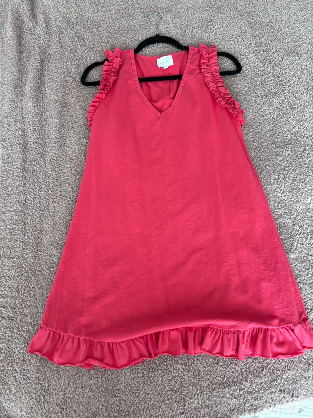 Anthropologie Ruffle-Trim Mini Dress in Bright Pink
